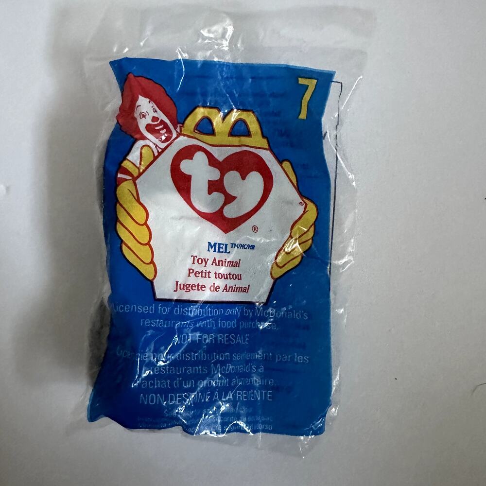 Ty Teenie Beanie Baby Gray Mel Plush McDonald's Promotion VTG Original Packaging
